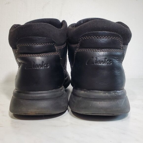 Clarks Derby Leather Ankle Boots Men\'s 12 US Black Tumbled Shoes